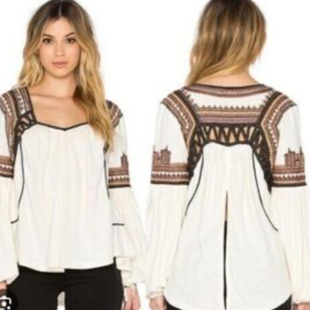 Free People Open Weave Boho Top